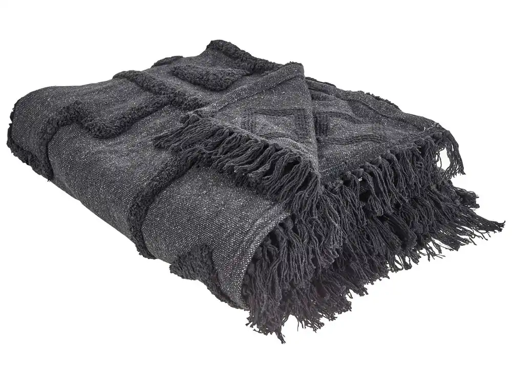 Manta CHACK Algodón 200 x 220 cm Gris oscuro - Textil