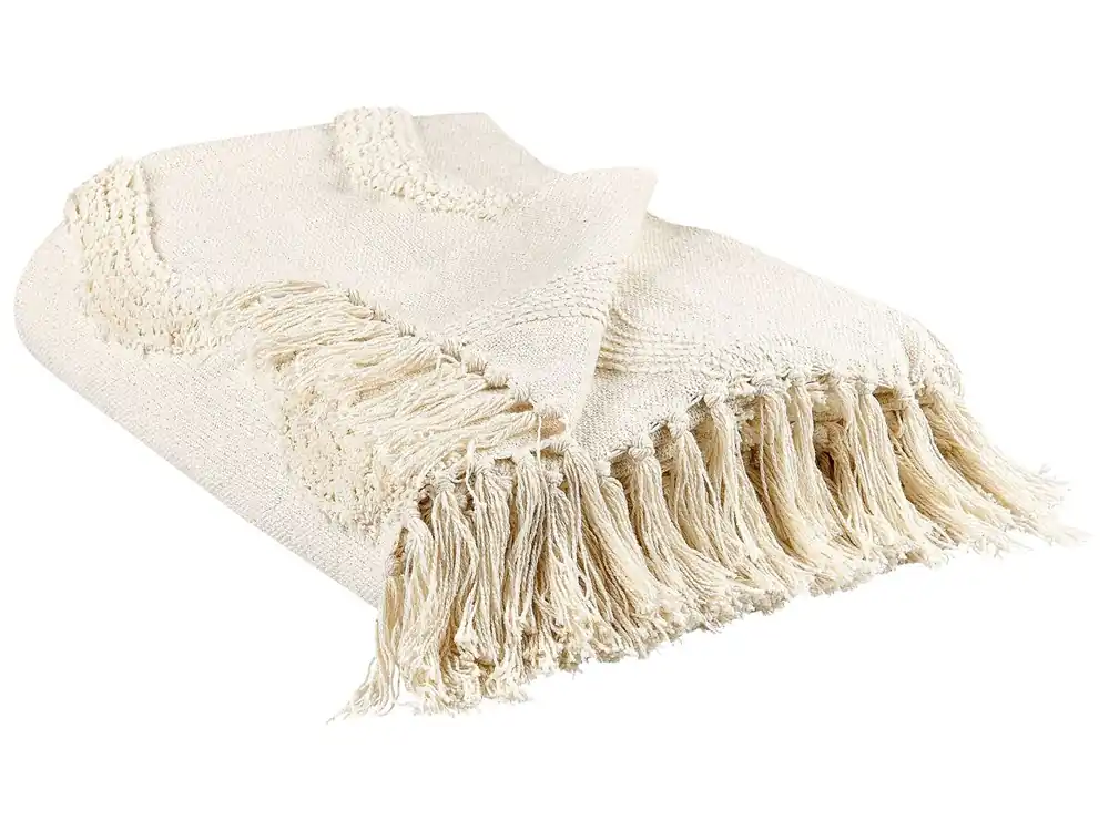 Manta KHARI Algodón 125 x 150 cm Beige claro - Textil