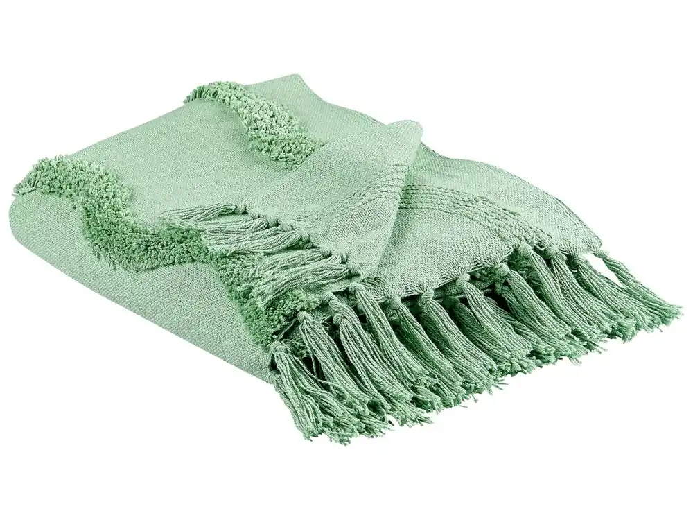Manta KHARI Algodón 125 x 150 cm Verde claro - Textil