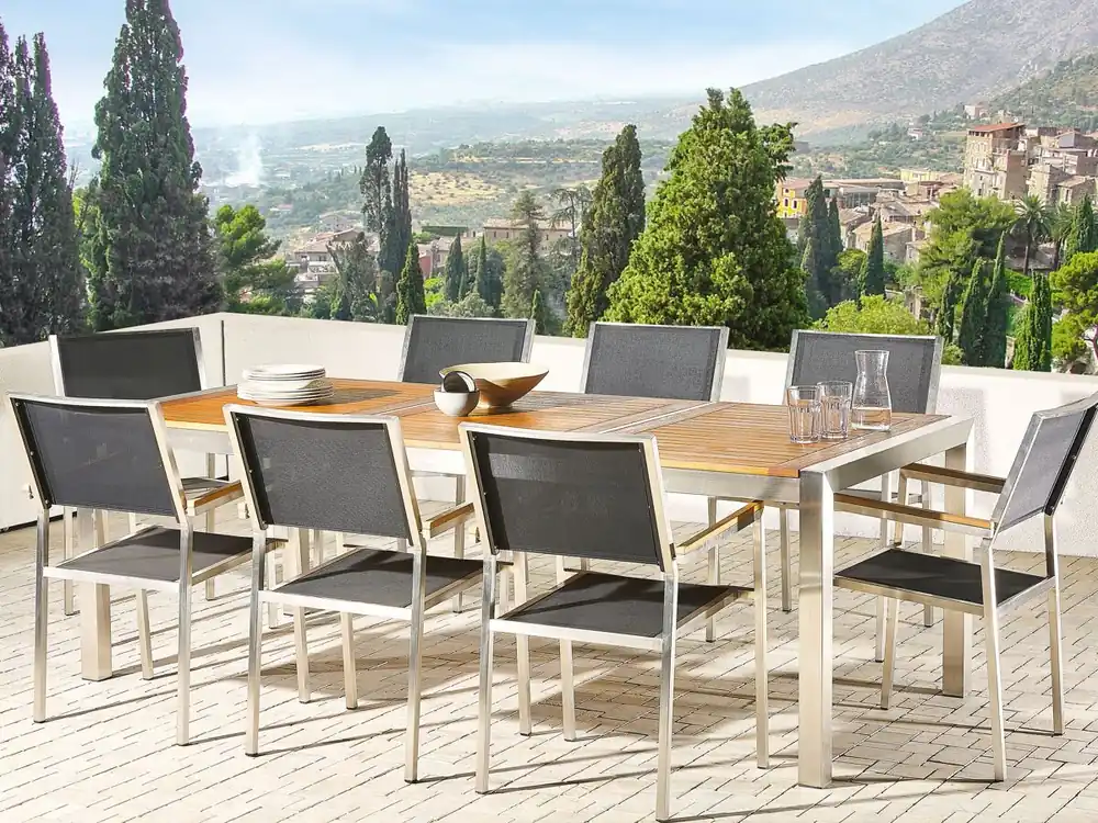 Mesa de jardín GROSSETO 220 cm 100 cm Madera de eucalipto Marrón