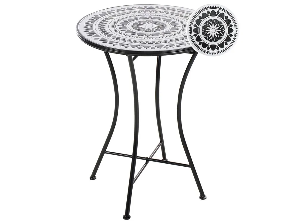 Mesa de balcón COMISO 60 cm 60 cm Metal Negro/Blanco - Jardín