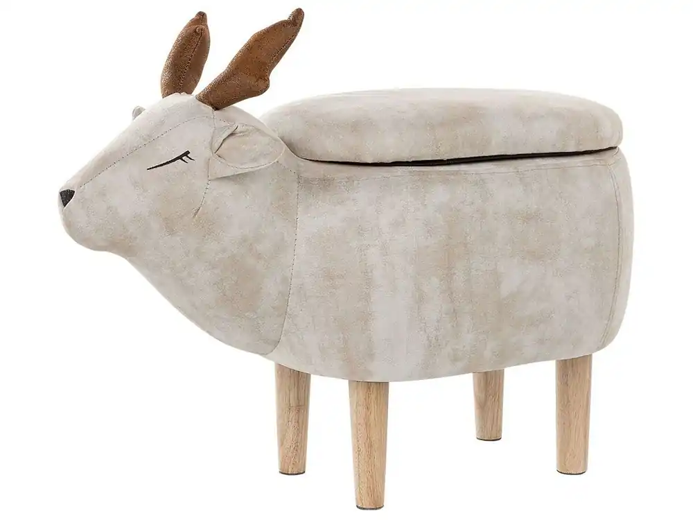 Puf animal con almacenaje REINDEER Tela Beige - Bebé