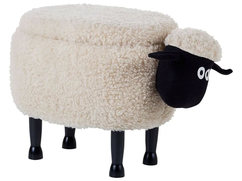 Puf animal con almacenaje SHEEP Tela Blanco - Bebé