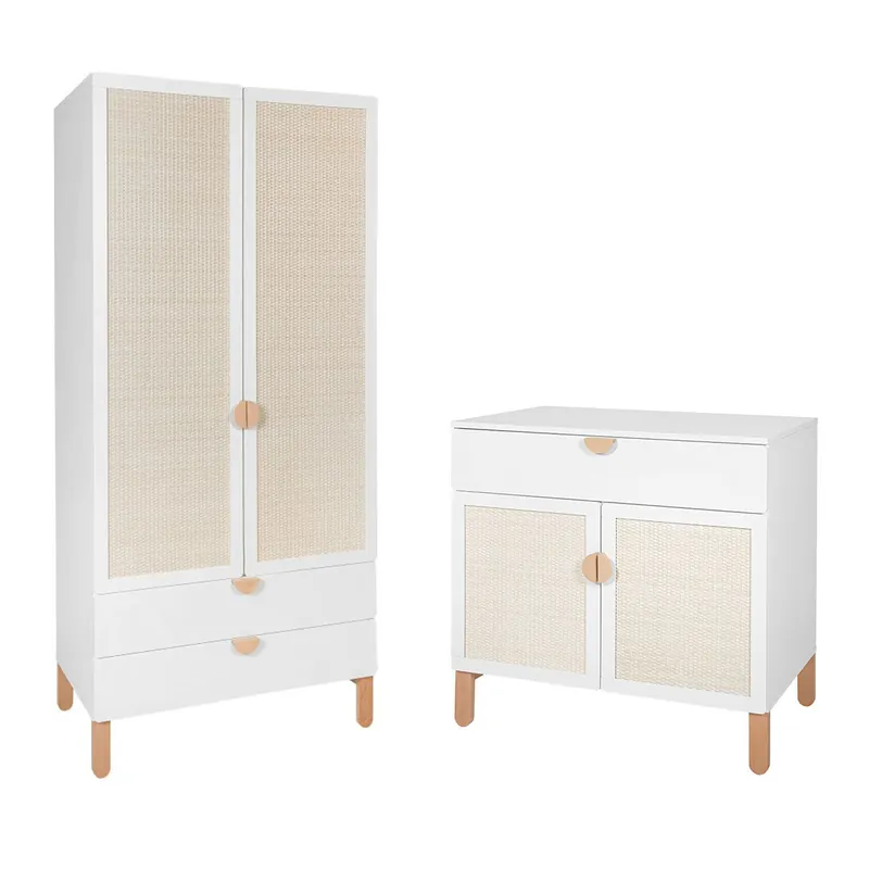 Bellamy Laurie Arcón de 2 puertas blanco y madera y armario de 2 puertas - Bebé