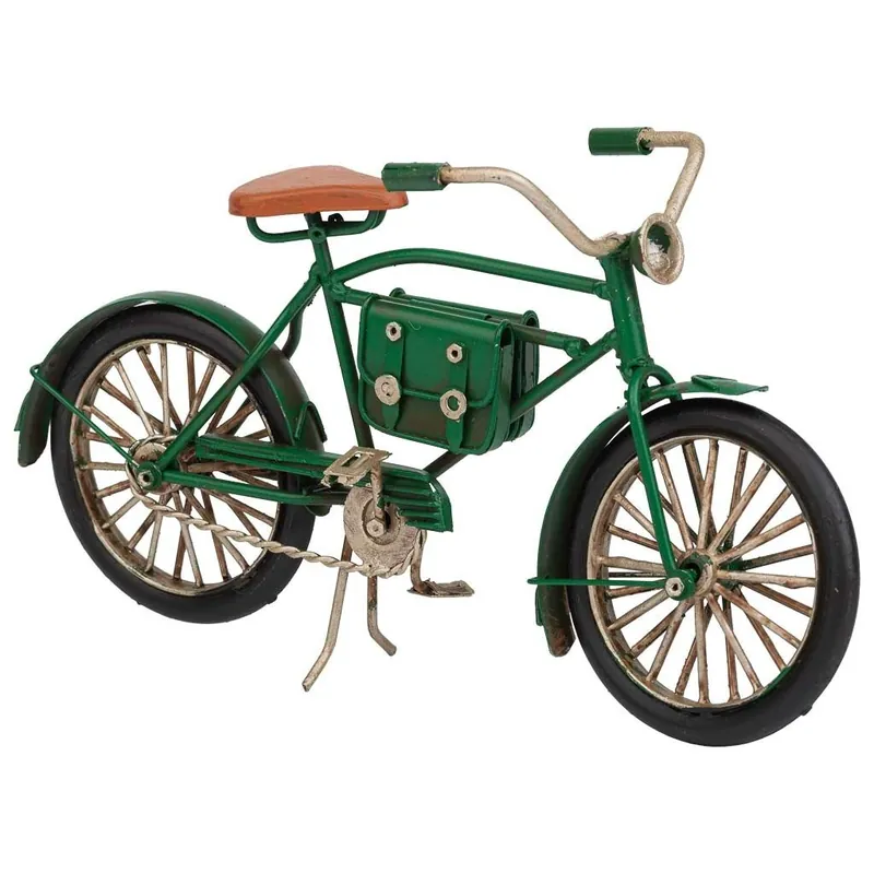 bicicleta de metal en un tono verde vibrante mide 22x7x13h cm - Decoración