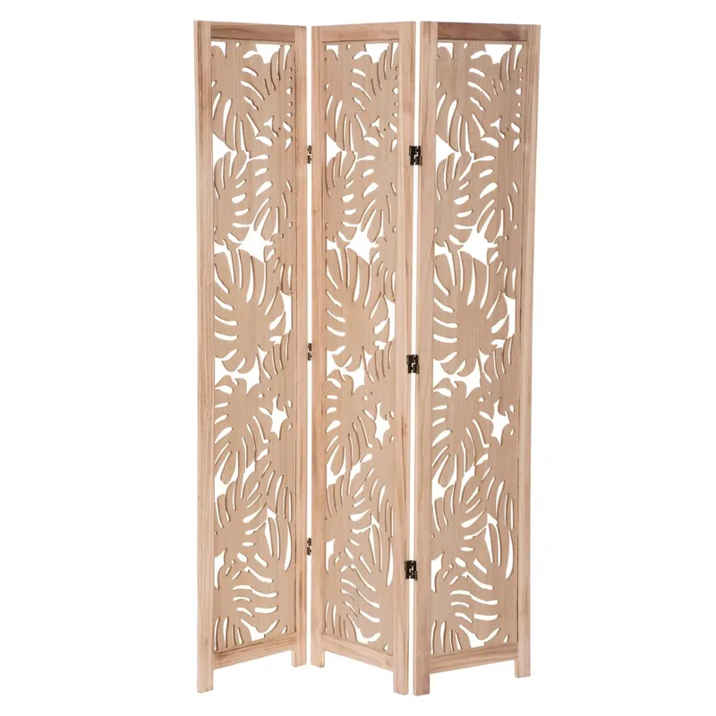 Biombo de hojas de palmera naturales, beige - Decoración