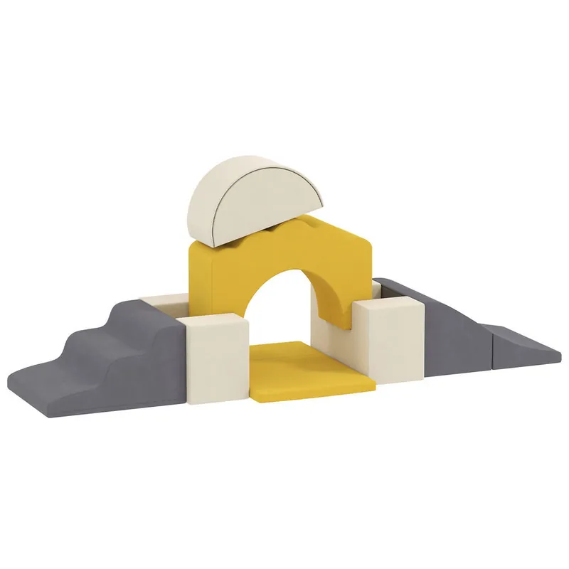 AIYAPLAY Juego de 7 Bloques de Espuma para Niños, Bloques de Psicomotricidad, Figuras de Construcción, Juguete para Aprendizaje para Escalar y Gatear, Amarillo - Jardín