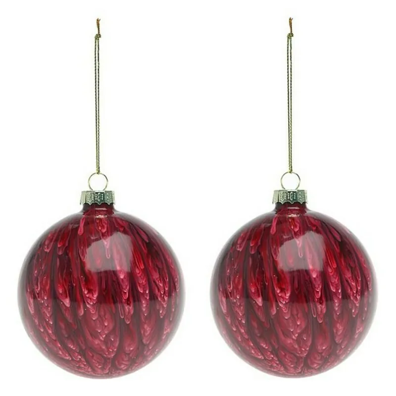 Bolas de Navidad (2 pcs) 113572 Marrón Rojo 8 cm (2 Unidades) - Marrón