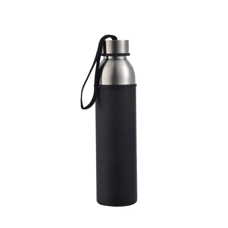 Botella de agua de 570ml WALKING Negro en acero inoxidable Bergner - Cocina