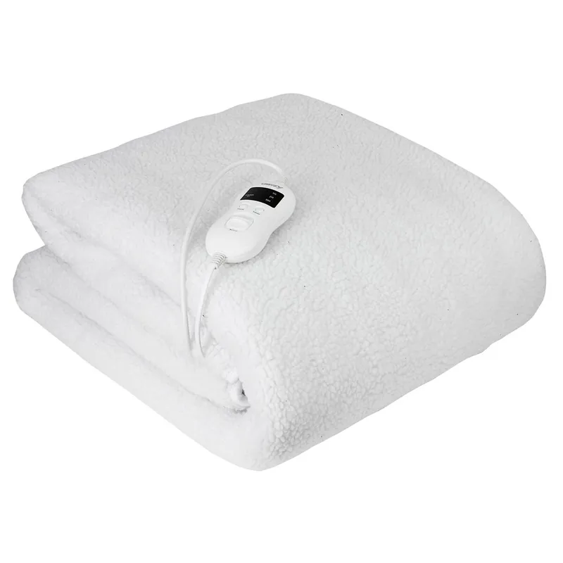 Briebe EB1132 Calienta Camas Eléctrico, Medidas160x100 cm, 8 Niveles Temperatura, Temporizador, Lavable, Polar, 60, Blanco - Electrodomésticos