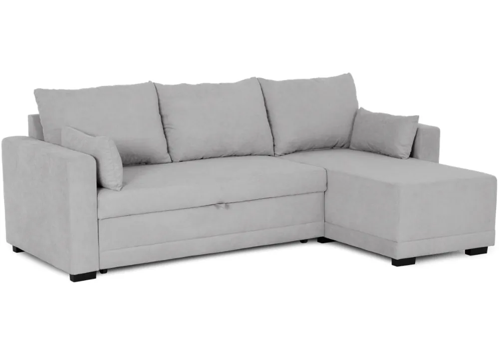 Sofá-Cama Chaise Longue Reversible BUDWING Leah Gris Claro - 3 Plazas - 233x124x69 cm