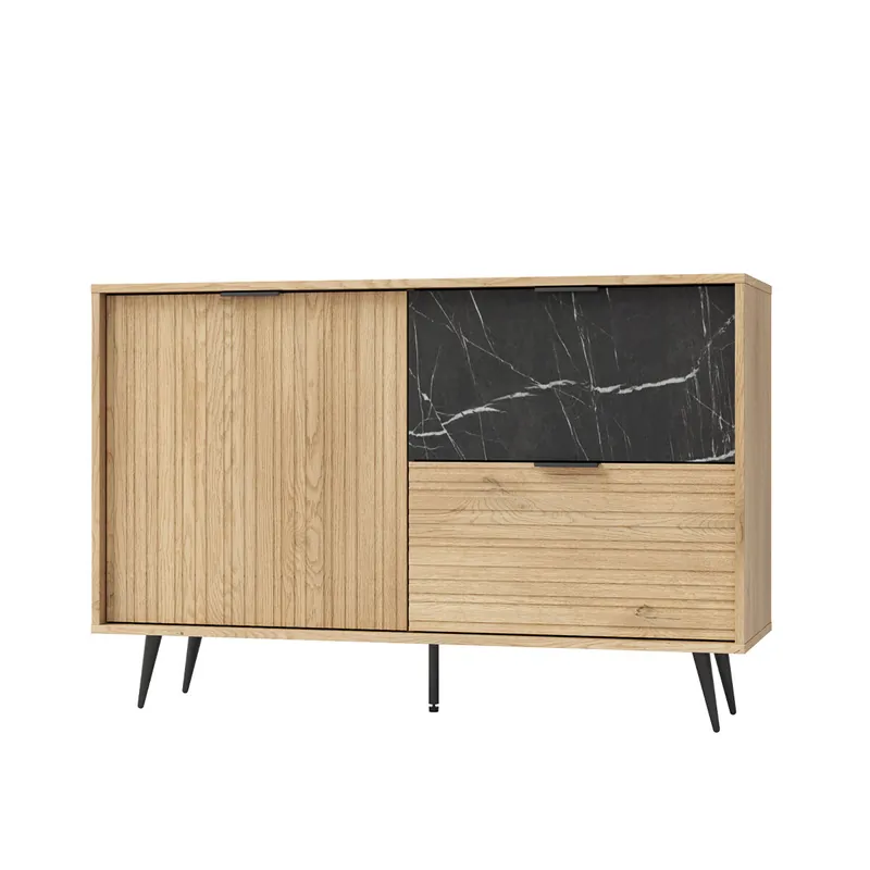 Bufé 1 puerta 2 cajones Luka Madera y Negro - Muebles