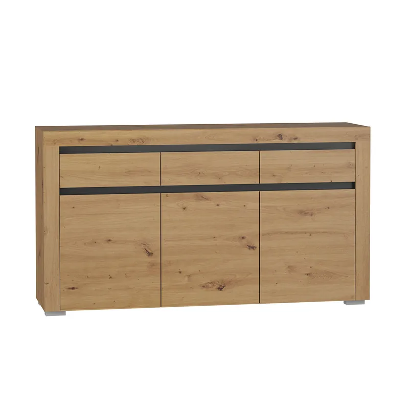Bufé 3 puertas 3 cajones con LED Kasla Madera y Antracita - Muebles