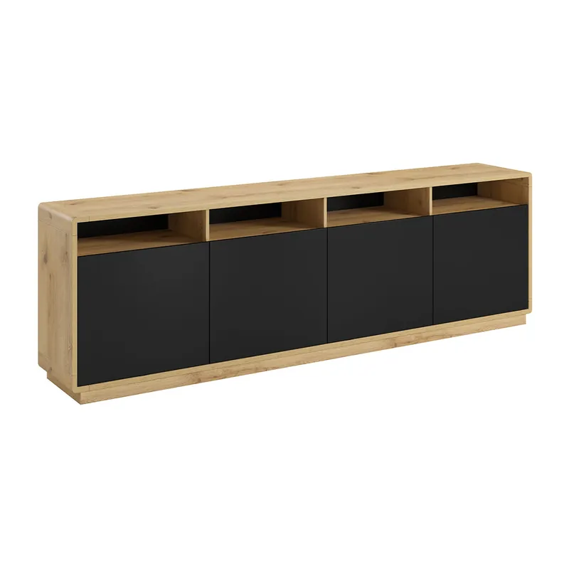 Bufé 4 puertas Raven Negro y Madera - Muebles