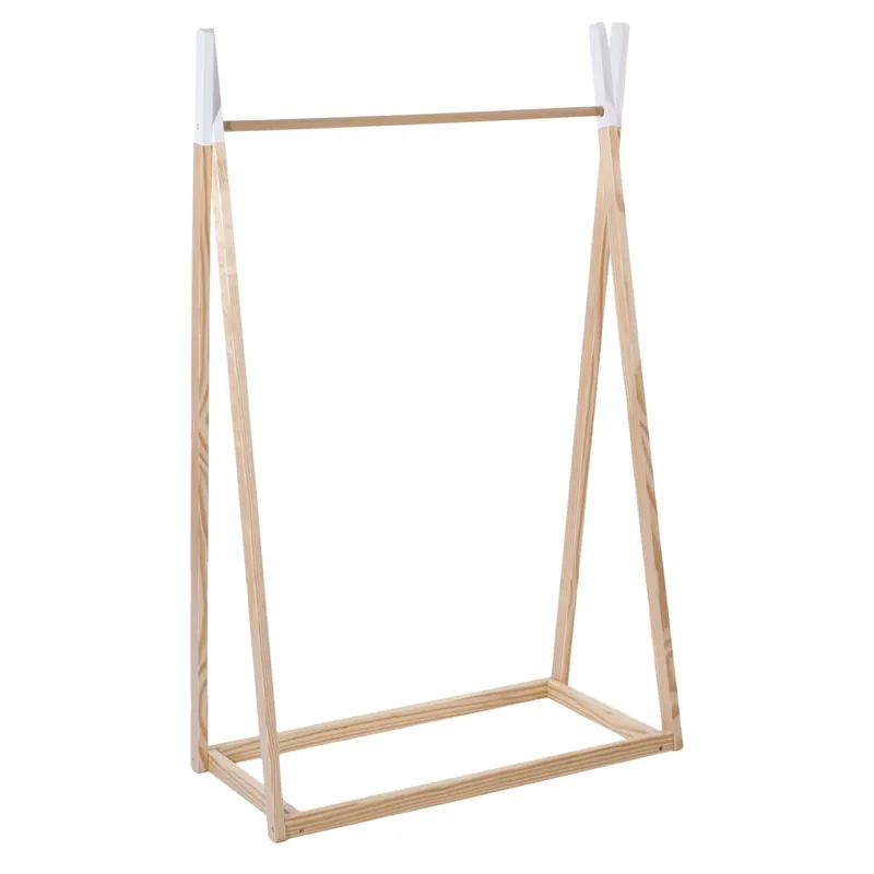 Burro De Ropa Tipi Infantil Organizador de Ropa Melamina 79x126 cm - Color Robe y Blanco