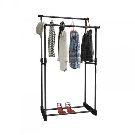 Burro Perchero Doble Negro 77x39x157cm 7house - Decoración