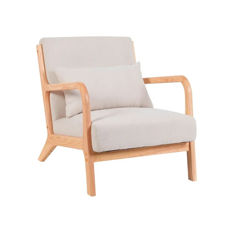 Sillón tapizado en tela carrie beige para hogar moderno mueble de almacenaje - Homekit
