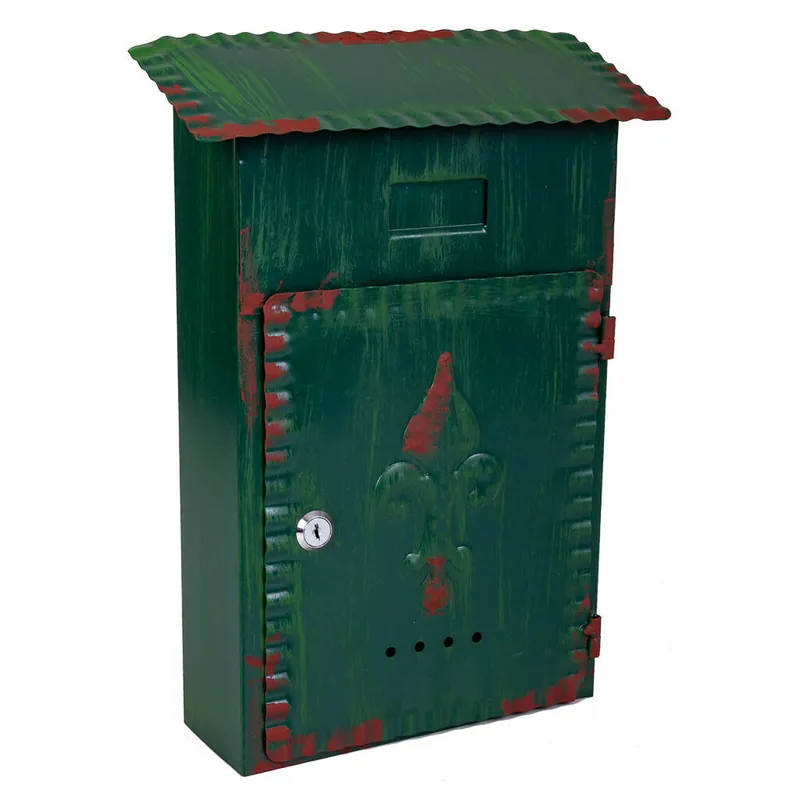 Buzón de metal verde 27x11x37 - Muebles