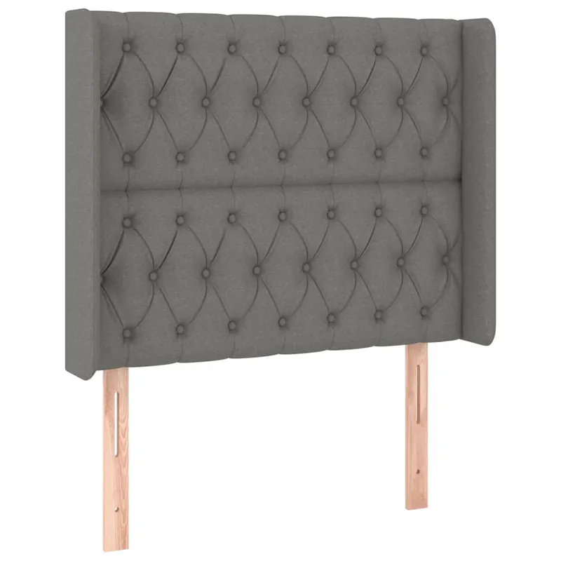 vidaXL Cabecero con orejas de tela gris oscuro 103x16x118/128 cm - Muebles