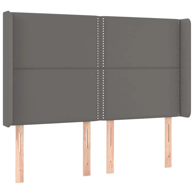 vidaXL Cabecero con orejas cuero sintético gris 147x16x118/128cm - Muebles