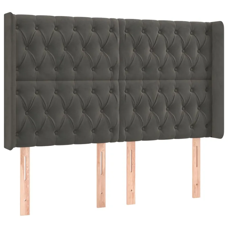 vidaXL Cabecero con orejas de terciopelo gris oscuro 147x16x118/128 cm - Muebles