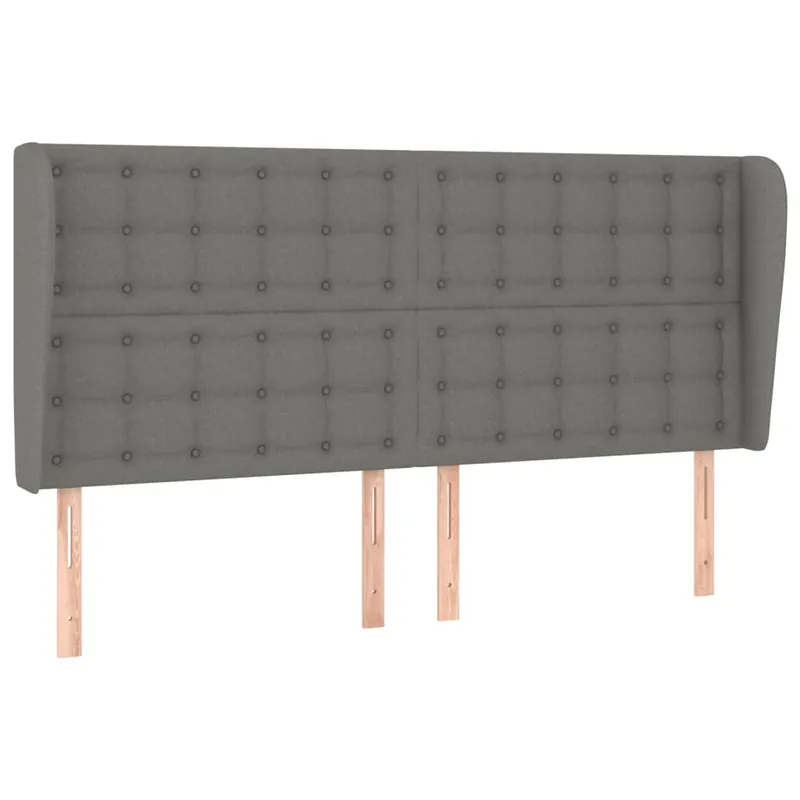 vidaXL Cabecero con orejas de tela gris oscuro 163x23x118/128 cm - Muebles