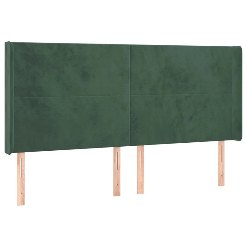 vidaXL Cabecero con orejas de terciopelo verde oscuro 163x16x118/128cm - Muebles