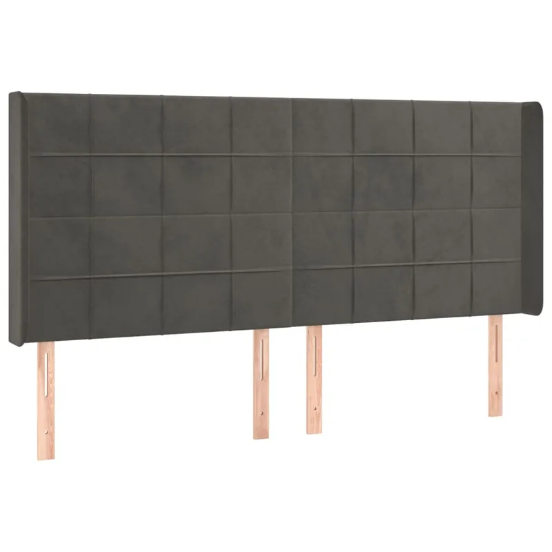 vidaXL Cabecero con orejas de terciopelo gris oscuro 163x16x118/128 cm - Muebles