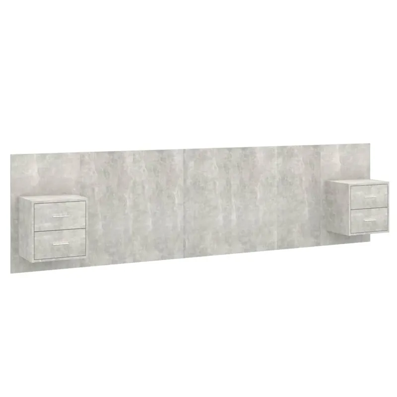 Cabecero cama - Mueble cabecero y mesitas madera contrachapada gris Sonoma