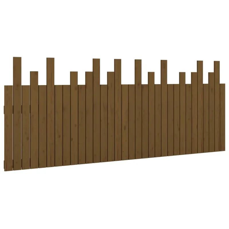 Cabecero cama - Mueble cabecero pared madera maciza pino marrón miel 204x3x80 cm
