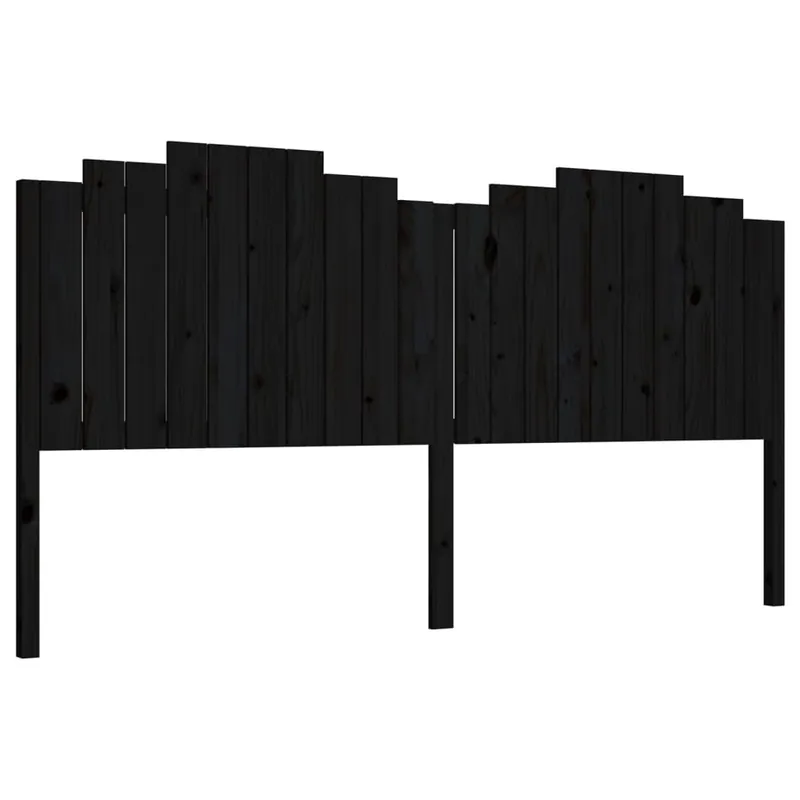 Cabecero cama - Mueble cabecero madera maciza de pino negro 206x4x110 cm