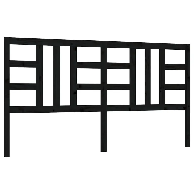 Cabecero cama - Mueble cabecero madera maciza de pino negro 206x4x100 cm