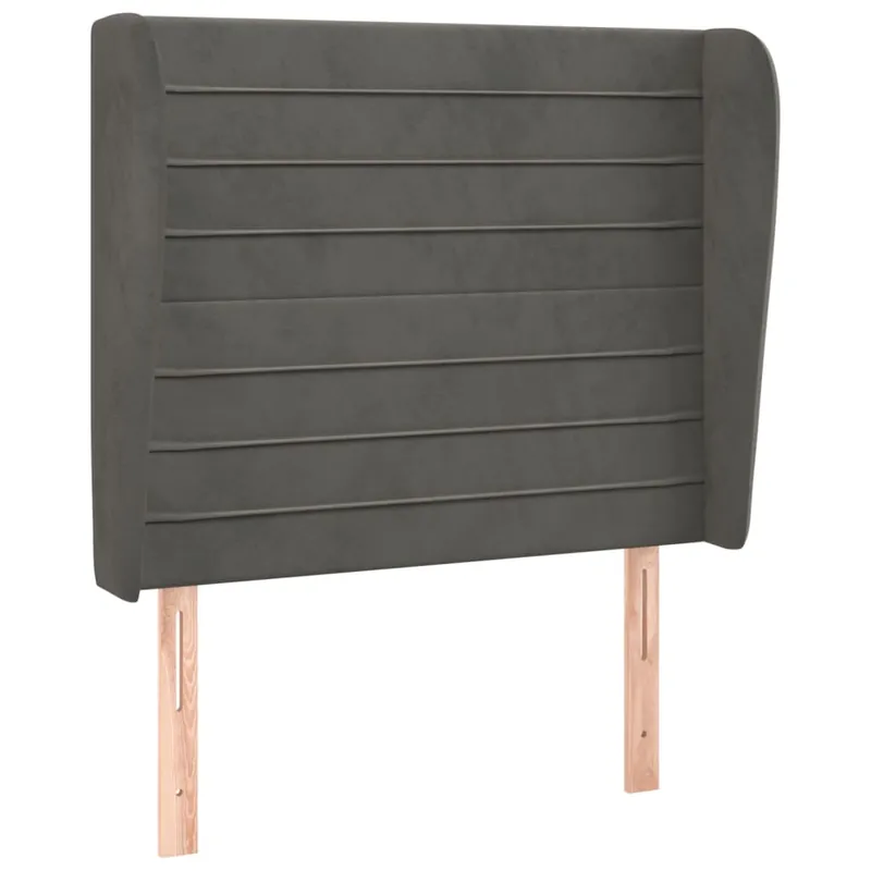 Cabecero con orejas de terciopelo gris oscuro 83x23x118/128 cm - Muebles
