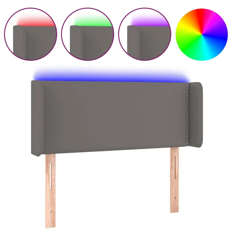 Cabecero con LED cuero sintético negro 83x16x78/88 cm - Muebles