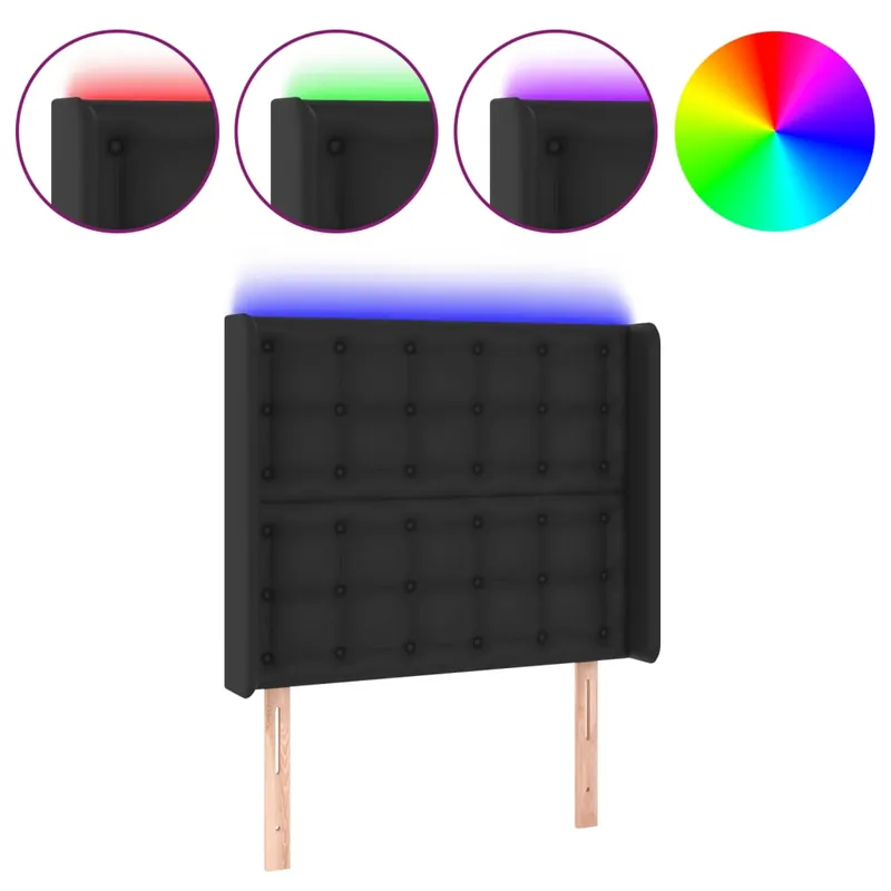 Cabecero con LED cuero sintético gris 83x16x118/128cm - Muebles