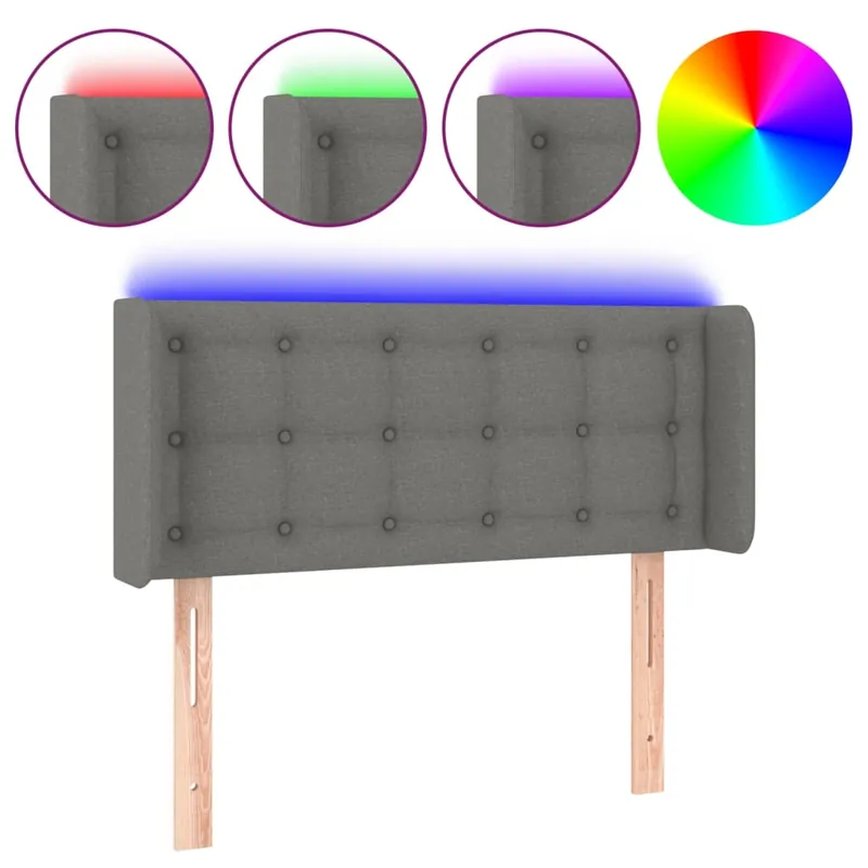 Cabecero con LED de tela marrón oscuro 83x16x78/88 cm - Muebles