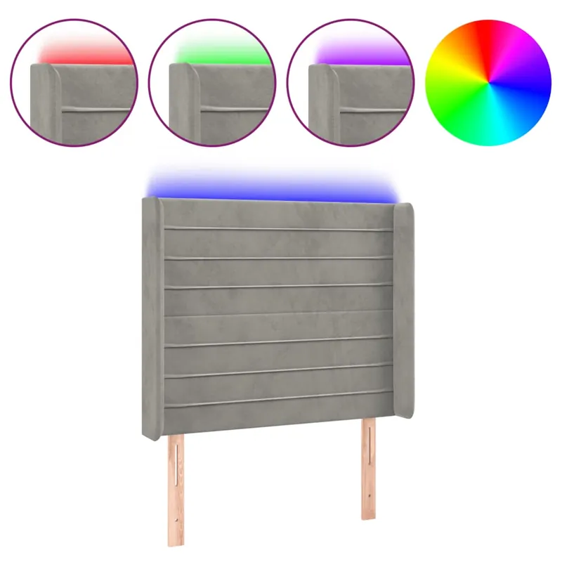 Cabecero con LED de terciopelo gris oscuro 93x16x118/128 cm - Muebles