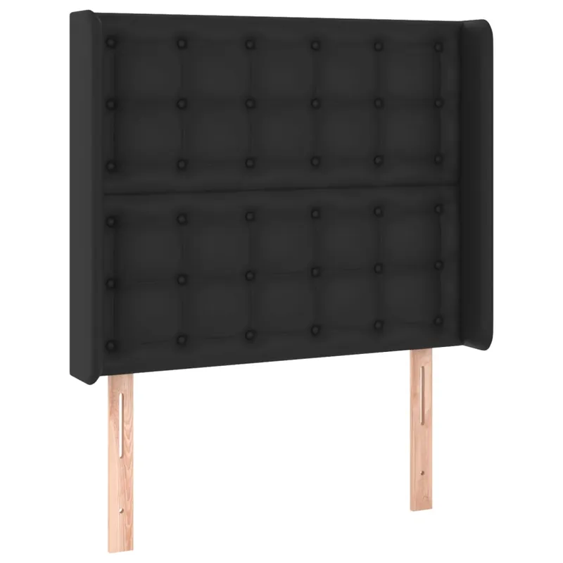 Cabecero con orejas cuero sintético color crema 93x16x118/128cm - Muebles