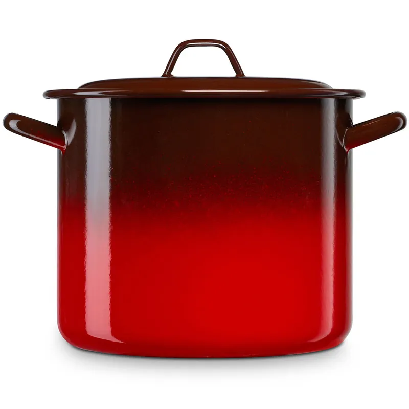 Briebe Ignea Olla Alta Cocina Inducción 24cm, Cazuela 9L con Tapa Acero Esmaltado, Fuego, Horno Vintage, , Rojo
