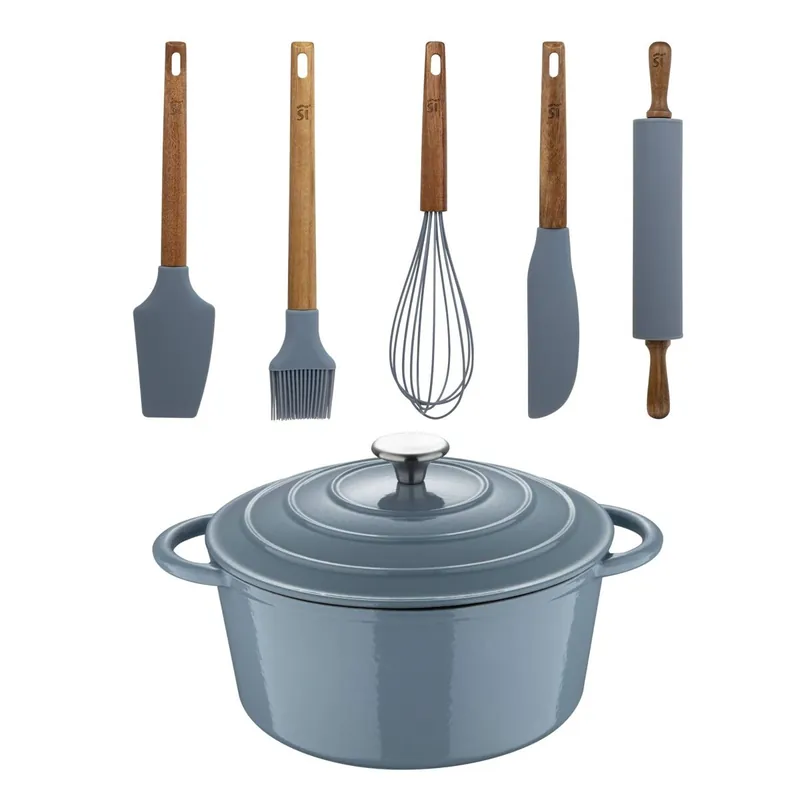 Cacerola con tapa Ø25,5cm (5L) hierro fundido con 5 Utensilios de silicona NOIA San Ignacio - Cocina