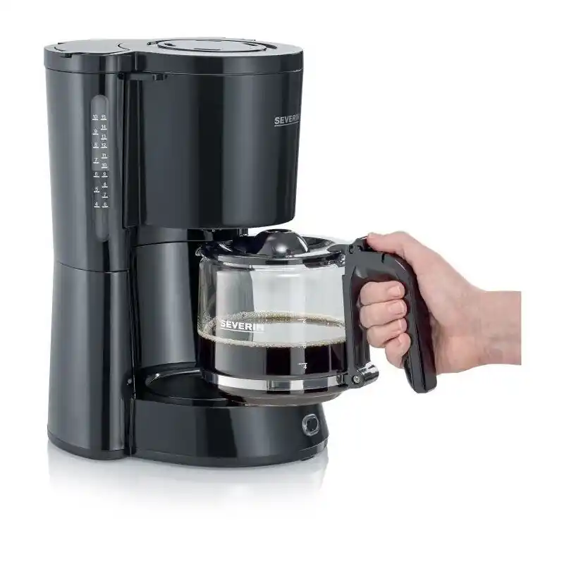 SEVERIN - Cafetera de goteo para 10 tazas, Cafetera de filtro / Cafetera americana con jarra de cristal, Con placa calefactora y desconexión automática, Negro, KA 4815