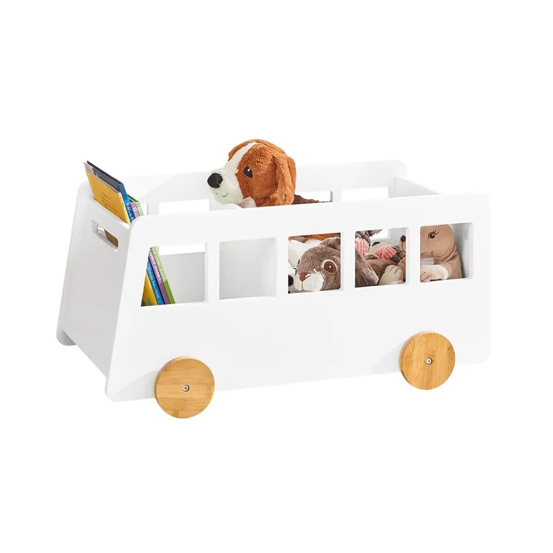 Caja Baúl de Almacenamiento para Juguetes con Ruedas organizador de juguetes y libros con 2 secciones KMB41-W SoBuy