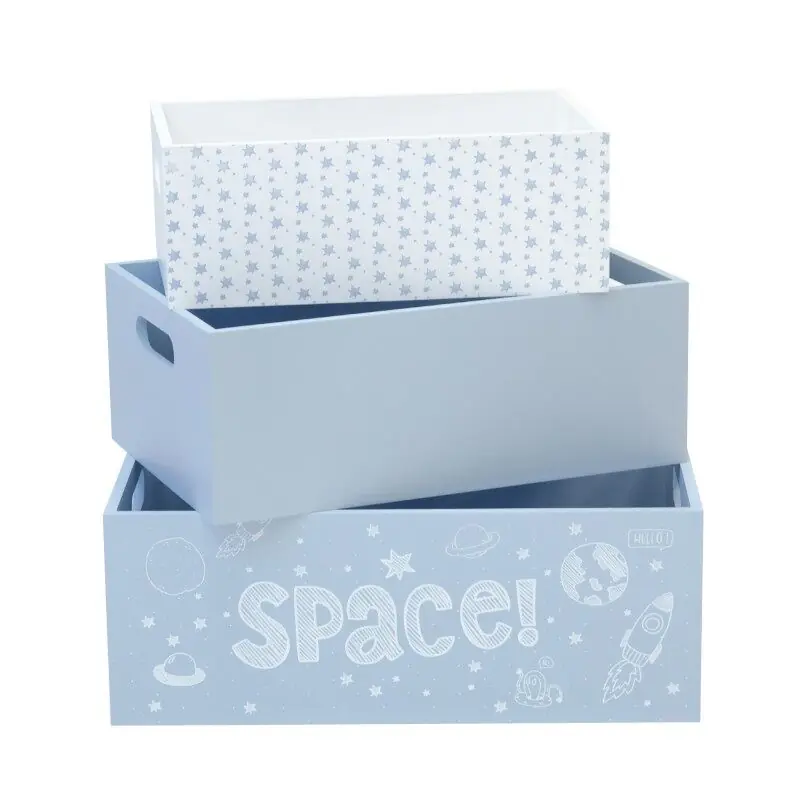 Cajas Set 3 de MDF azules 15x40x28/13x35x23/11x30x18cm - Decoración