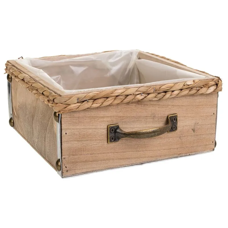 Cajón de madera marrón 23,5x23,5x10,5 - Decoración