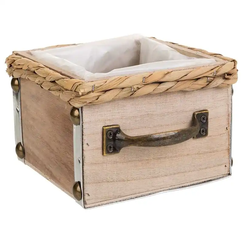 Cajón de madera marrón 15x15x10,5 - Decoración