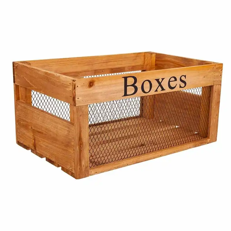 Cajón de madera y metal marrón 36x23x17h cm - Muebles