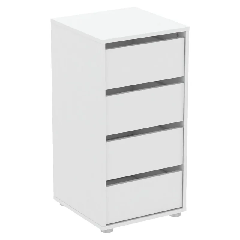 Cajonera de Armario Blockty de Dormitorio Estilo Contemporáneo en color Blanco Mate con 4 cajones 39x76x40 cm. - Muebles