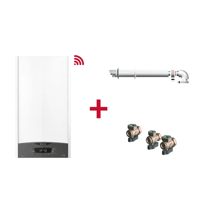 Caldera de condensacion, Ariston, Clas One WIFI 24 + Kit Evacuacion de Humos + Kit 3 Grifos, Clase de Eficiencia Energética A - Electrodomésticos