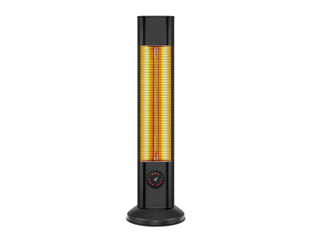 Calefactor halógeno con protección IP55. Diseño en forma de torre de 2000W. Fabricado en metal - Electrodomésticos