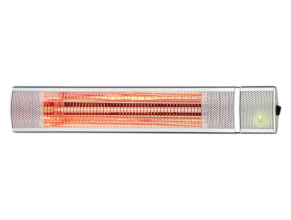 Calefactor halógeno de 2000W con protección IP55. Diseño horizontal para instalar en paredes fabricado en metal. - Electrodomésticos
